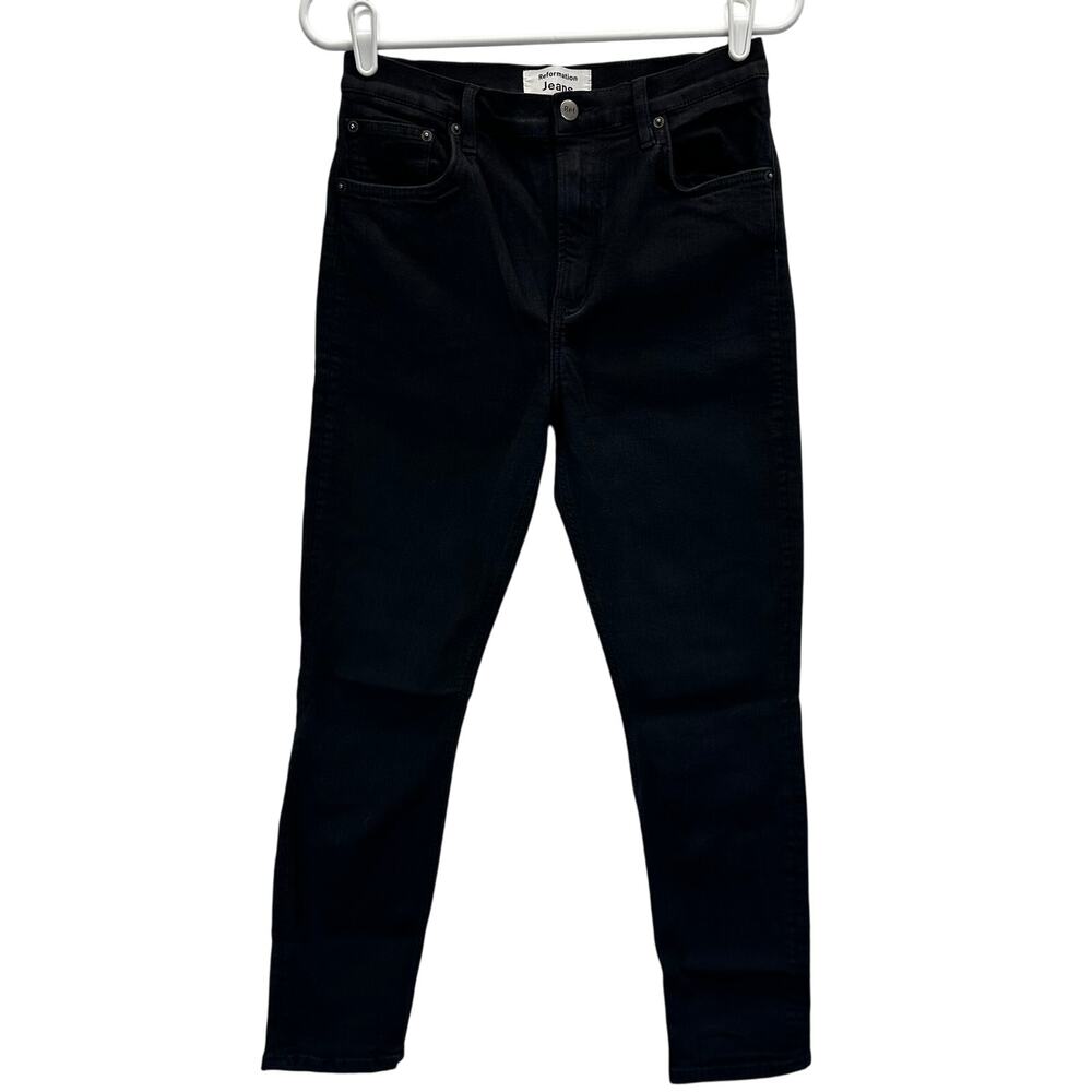 Reformation High Rise Skinny Jeans Black Wash Size 28